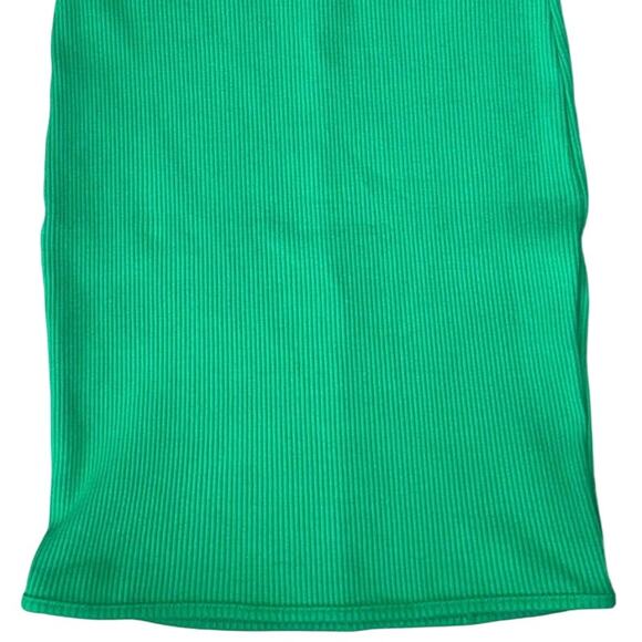 Retro Ribbed Halter Shirt, Tube Top Stretch Strapless Green S - Picture 3 of 6